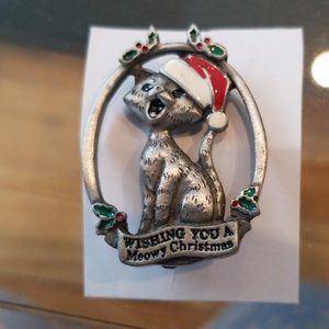 Wishing you a Meowy Christmas Cat Themed Pin